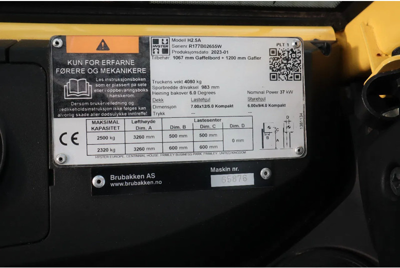 Diesel forklift Hyster H2.5 A | BOOM SUSPENSION | SIDESHIFT | FORK EXTENTIONS | FORK POSITIONERS: picture 21