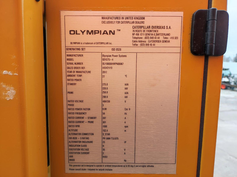 Generator set Olympian GEH275-4 / Caterpillar / ISO 8528 SET: picture 12