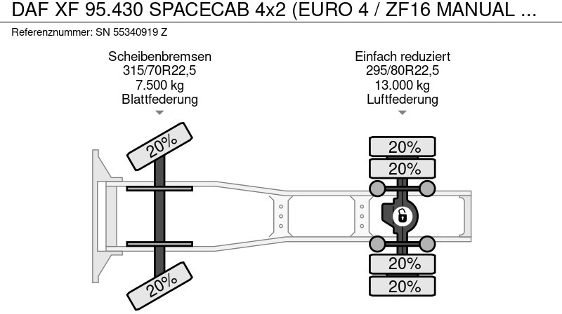 Tractor truck DAF XF 95.430 SPACECAB 4x2 (EURO 4 / ZF16 MANUAL GEARBOX / AIRCONDITIONING): picture 11