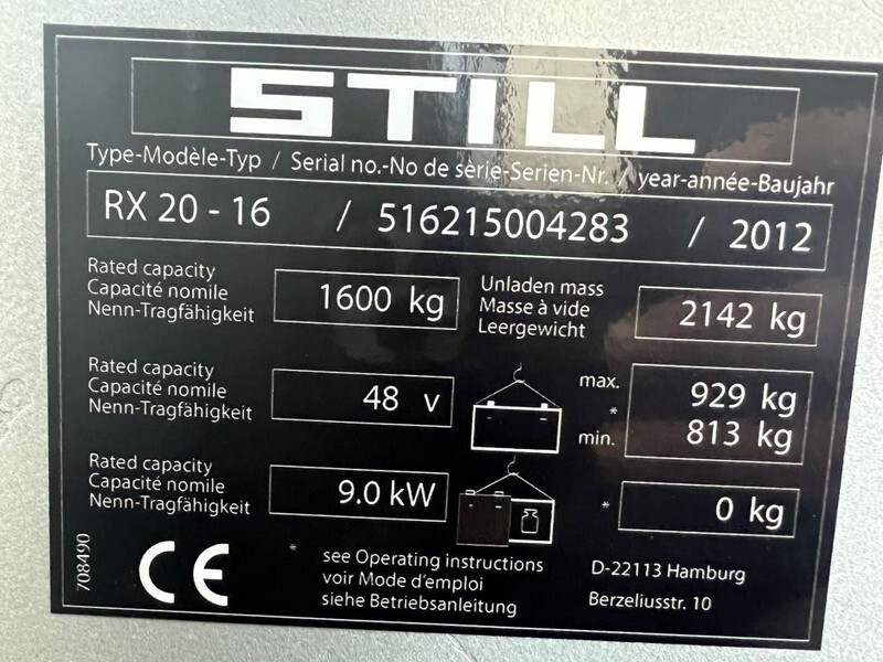 Electric forklift Still RX 20 - 16 1.6 ton Duplex Sideshift Elektra Heftruck: picture 7