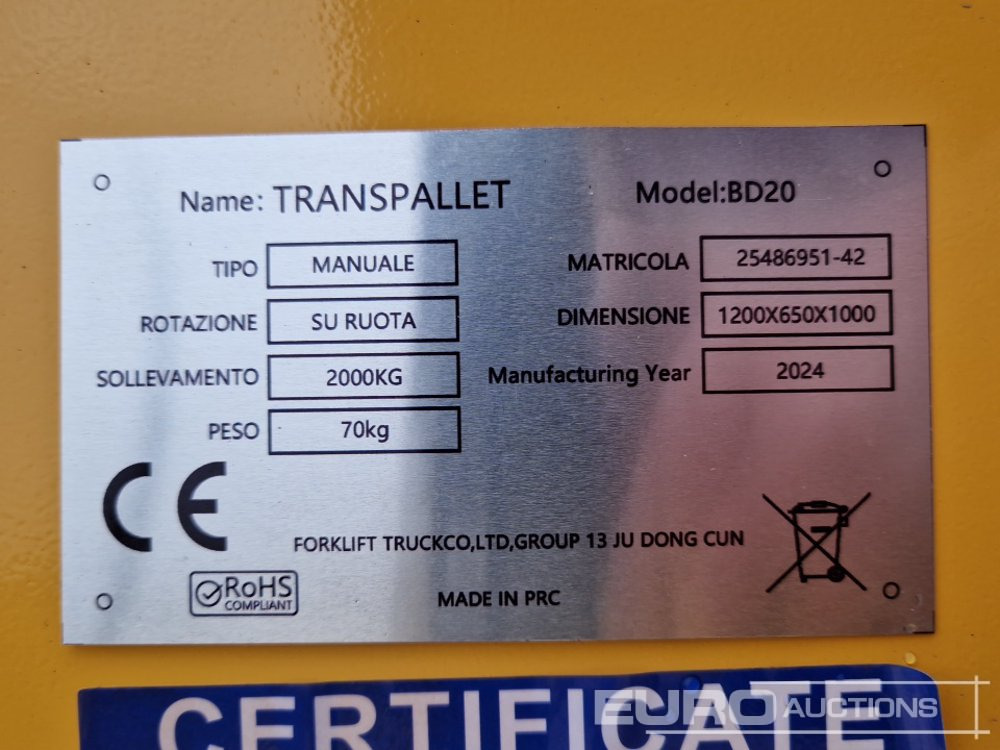 Material handling equipment Unused Pallet Truck (2 of): picture 8