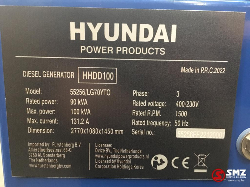 New Generator set Hyundai Stroomgroep Hyundai 100KVA HHDD100: picture 8